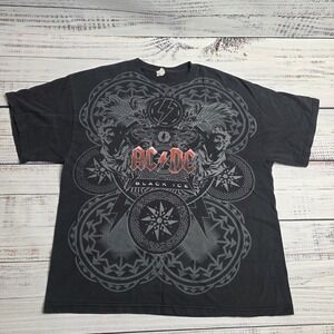 AC/DC Black Ice Shirt Delta Pro Weight‎ XL Black Short Sleeve T Shirt Small Hole